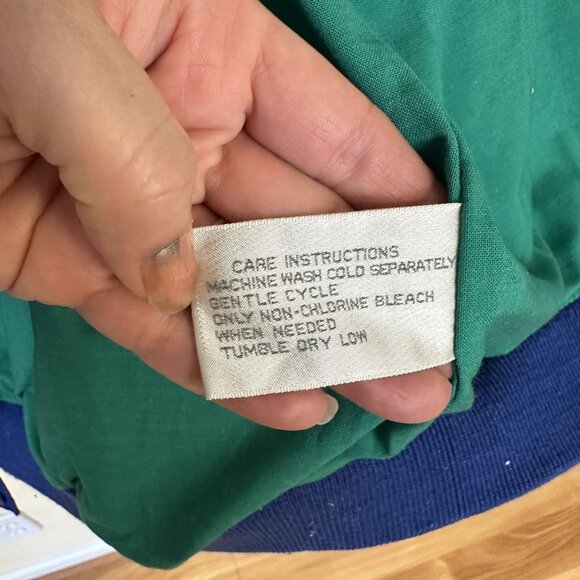 Vintage Nylon Windbreaker Jacket Blue & Green 90s Style XL Korea Unisex Zip Up - Picture 3 of 11